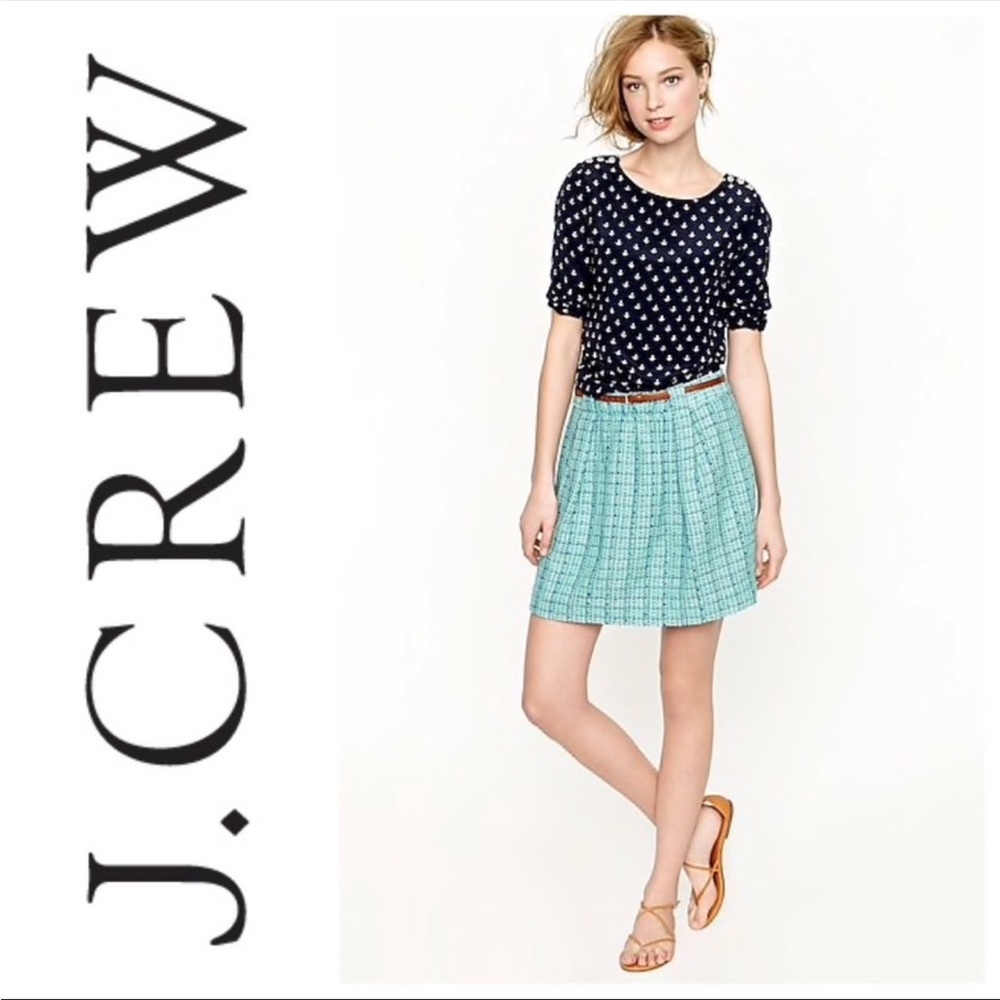 J. Crew Shirred Mini Tweed Skirt